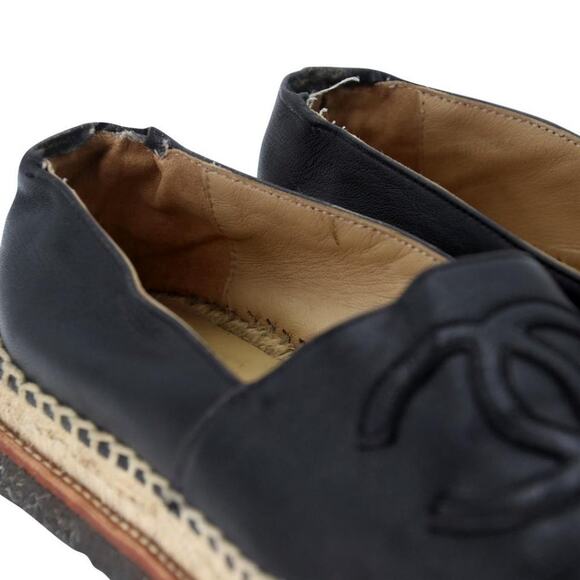Chanel Espadrille 38 Lambskin Leather Rubber Platform Cc Flats CC-0707N-0012 - Picture 9 of 10